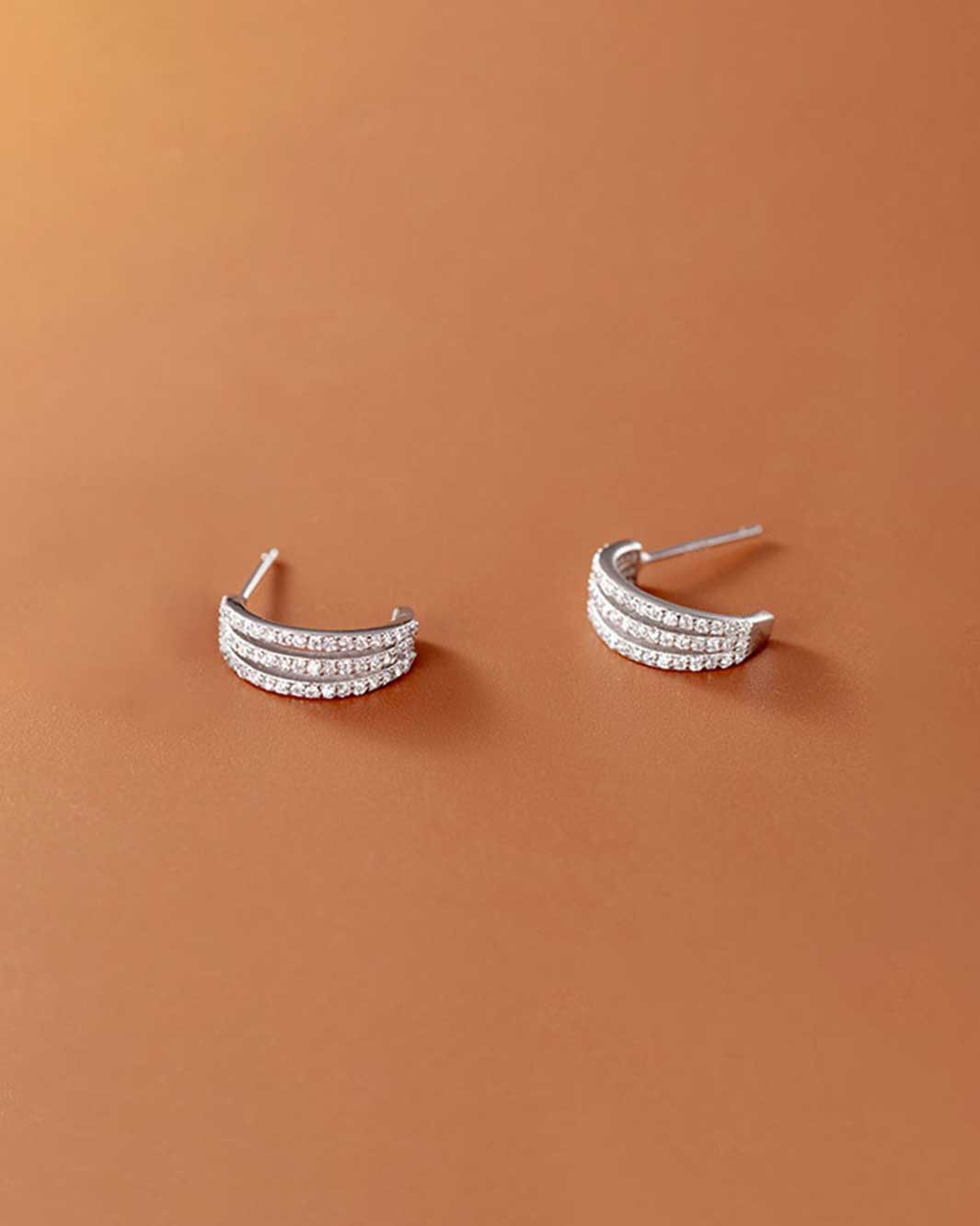 Diamante Layer Open Hoop Earrings