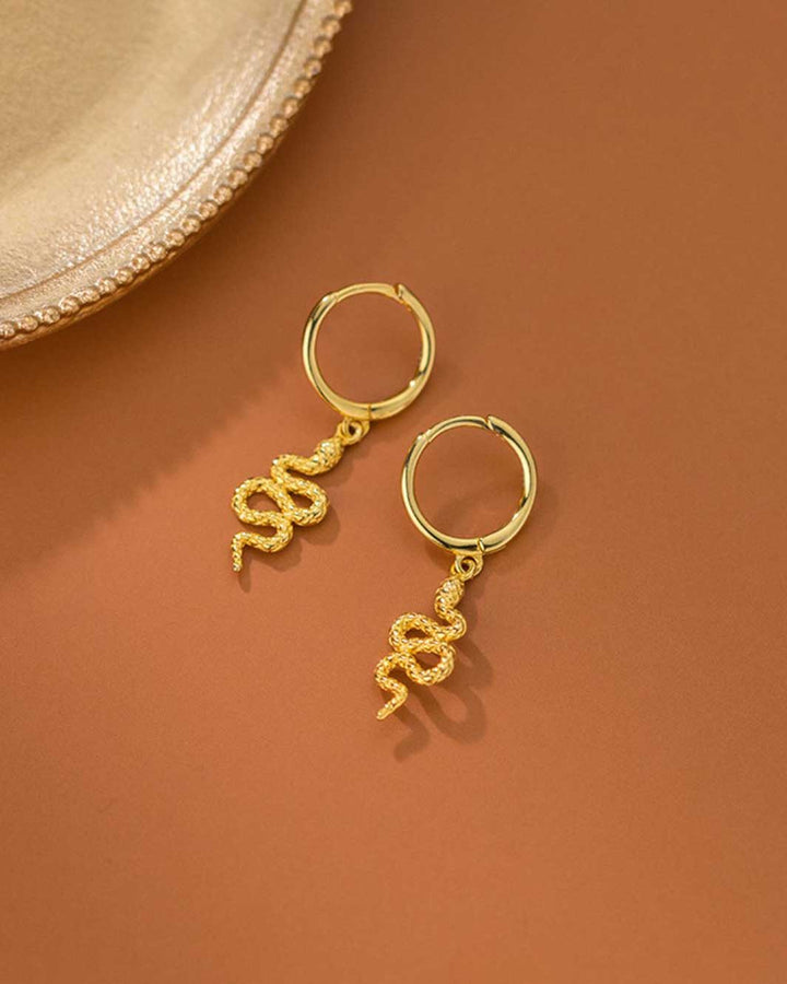 Snake Pendant Huggie Earrings