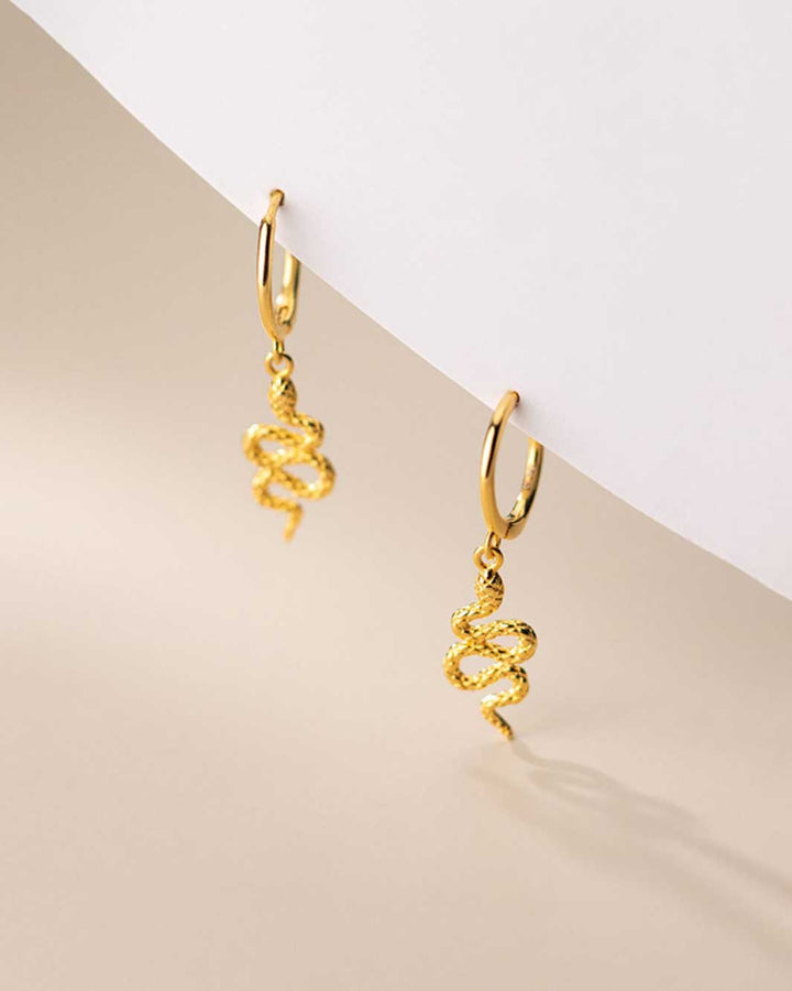 Snake Pendant Huggie Earrings