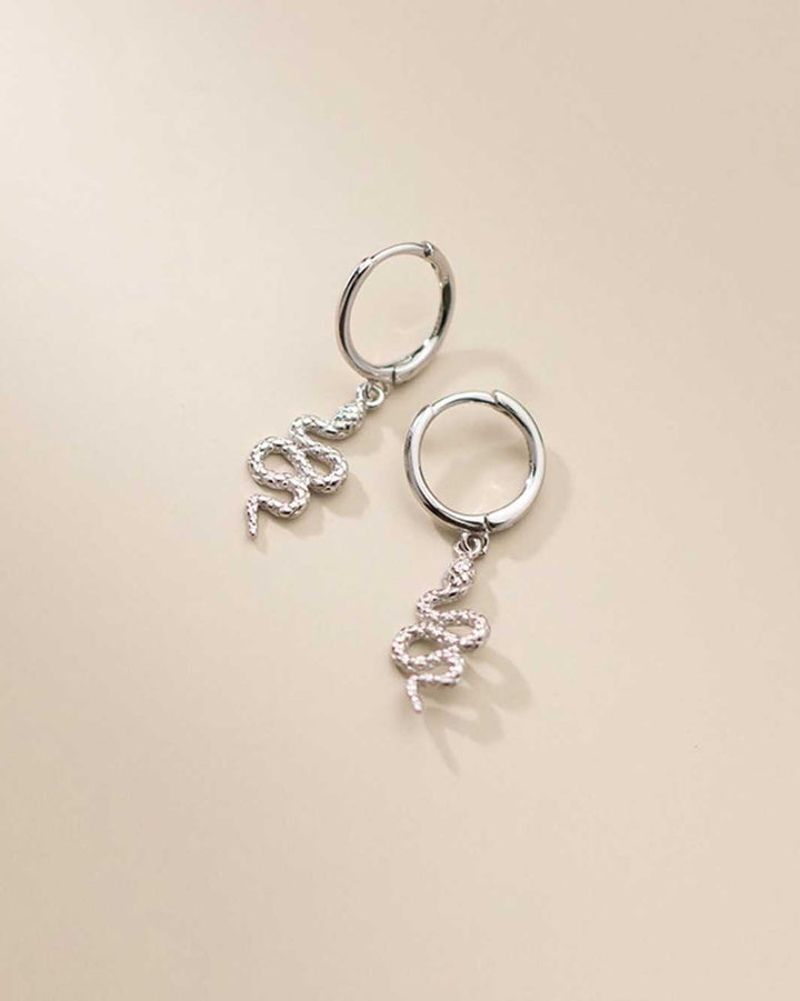 Snake Pendant Huggie Earrings