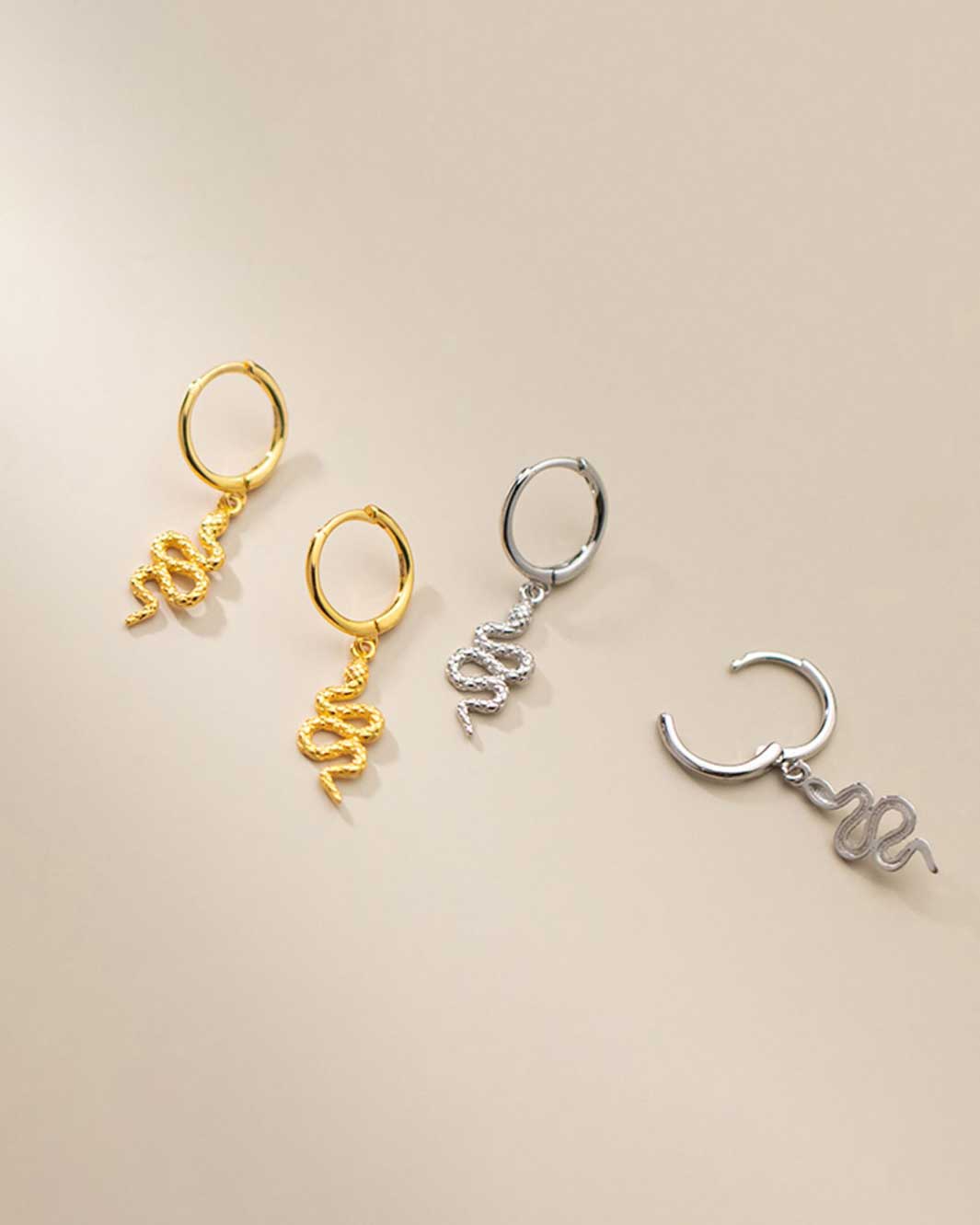 Snake Pendant Huggie Earrings