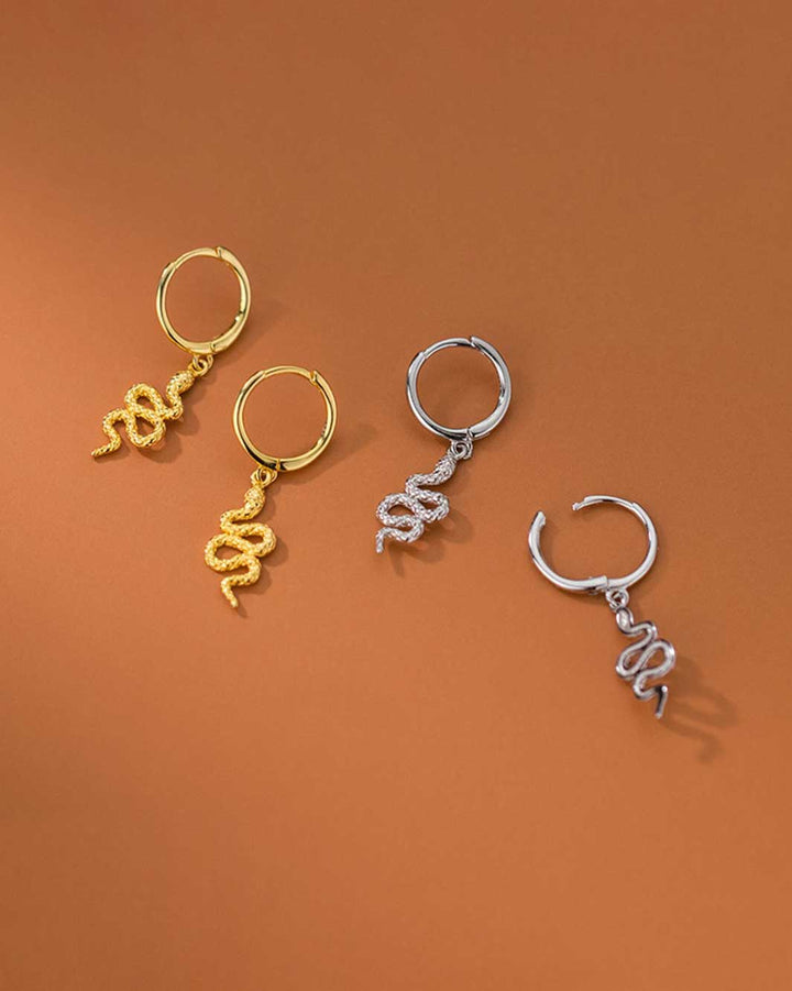 Snake Pendant Huggie Earrings