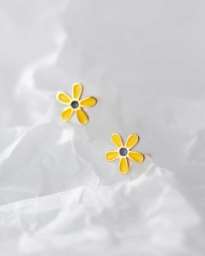 Yellow Flower Stud Earrings