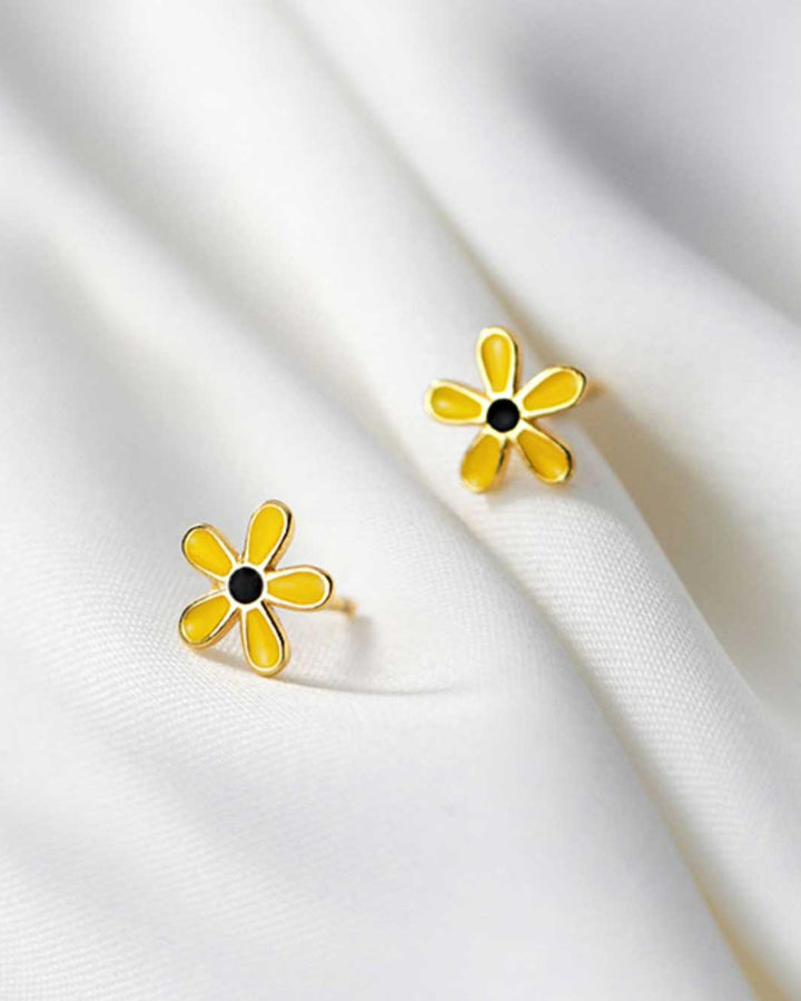 Yellow Flower Stud Earrings
