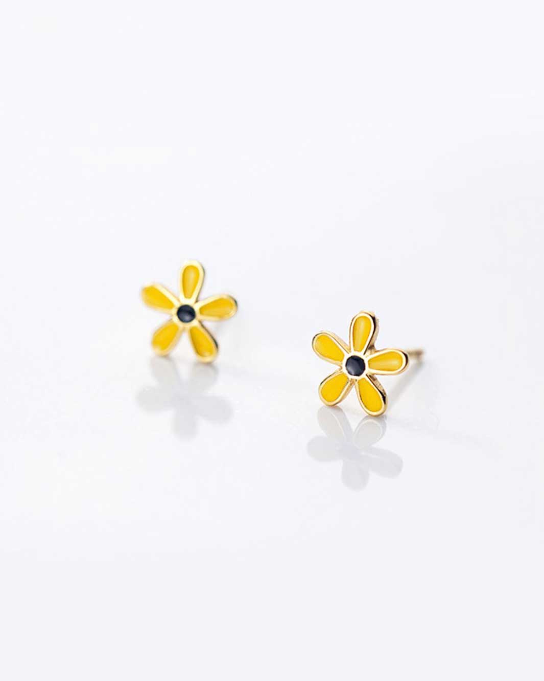 Yellow Flower Stud Earrings