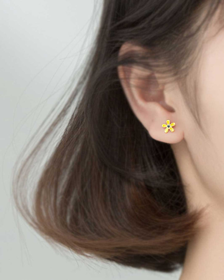 Yellow Flower Stud Earrings