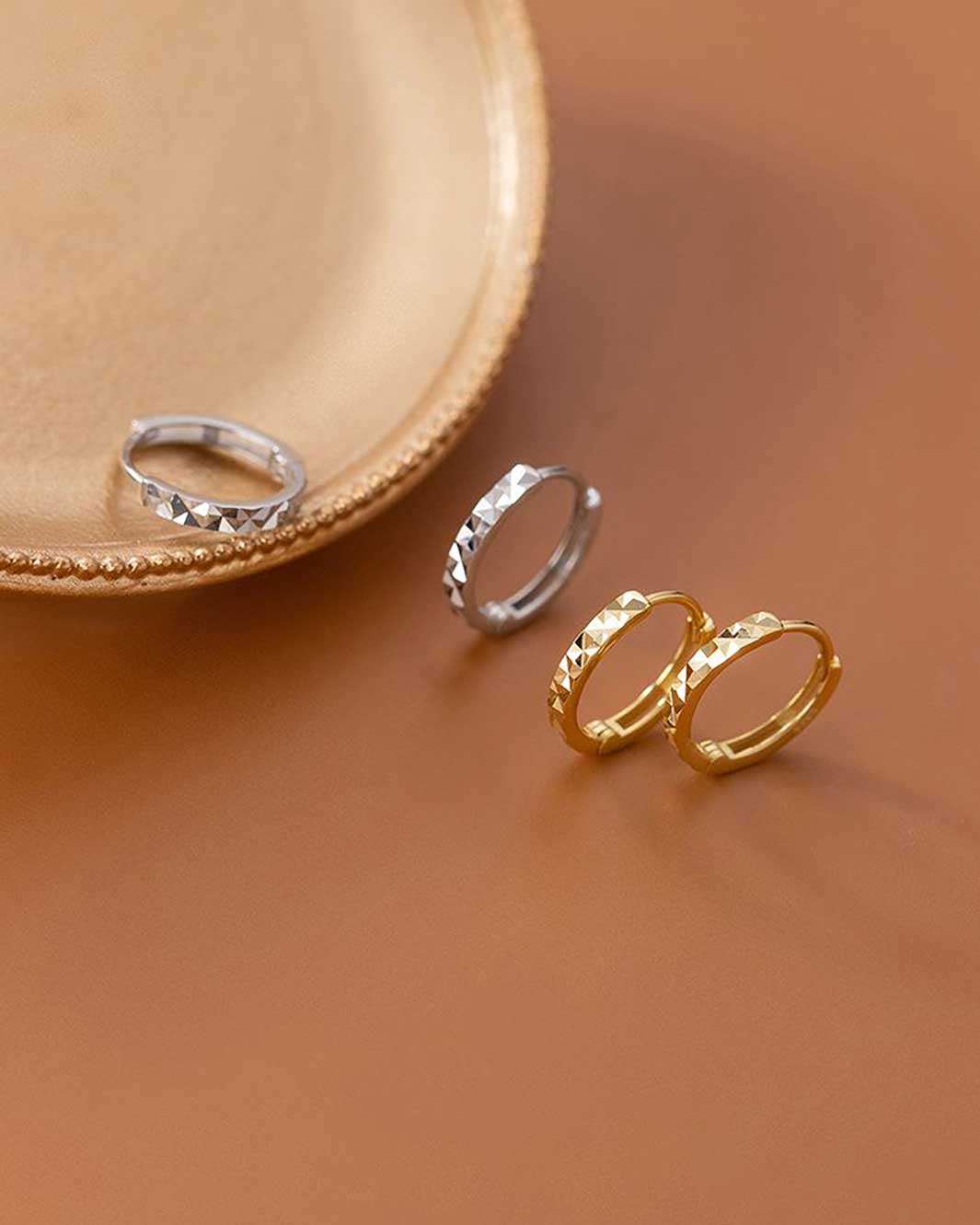 Haley Textured Huggie Hoops