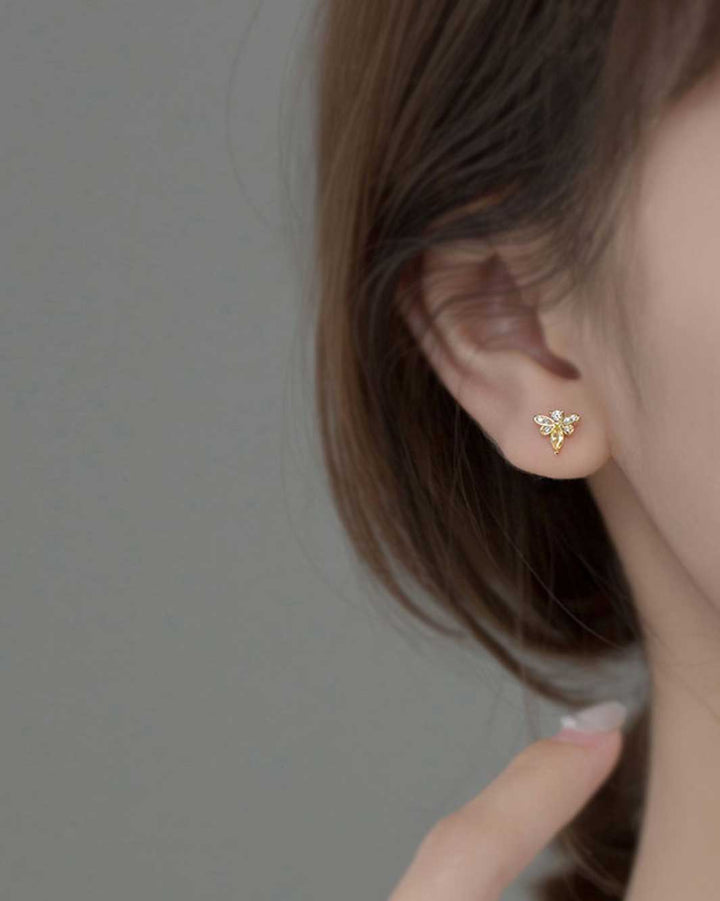 Diamante Honeycomb and Bee Stud Earrings