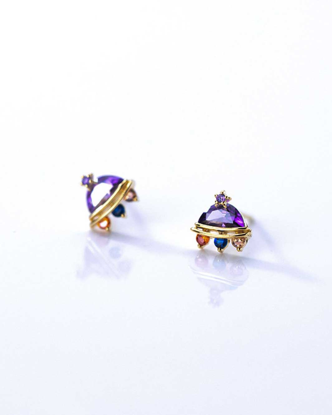 Gemstone UFO Stud Earrings