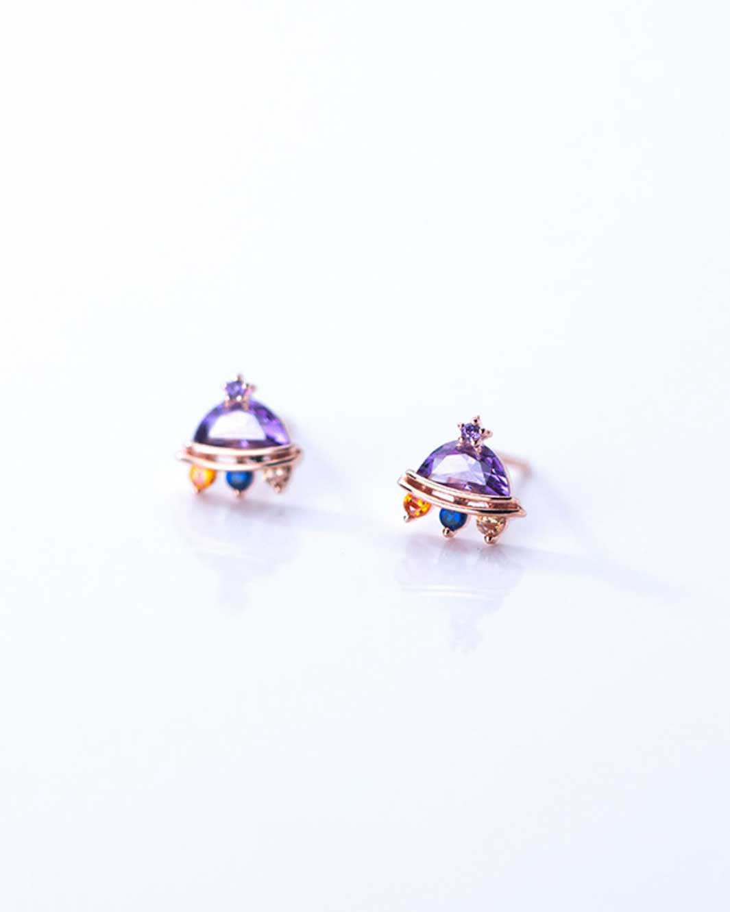 Gemstone UFO Stud Earrings