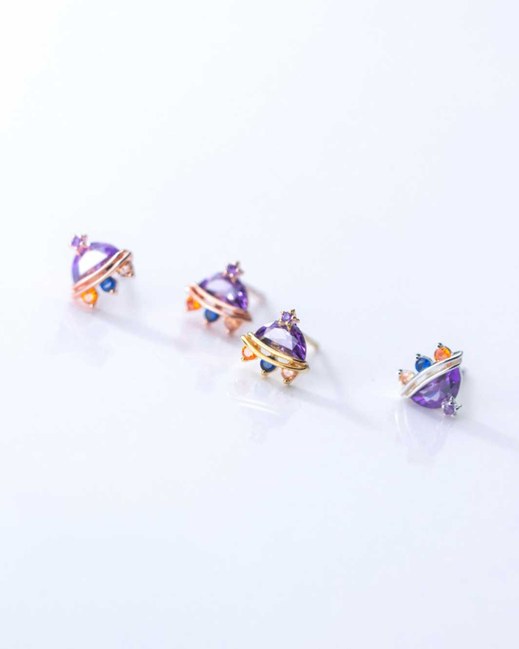 Gemstone UFO Stud Earrings