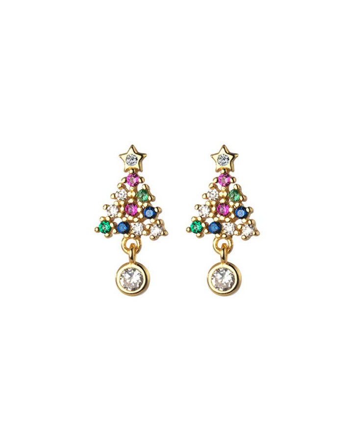 Gemstone Christmas Tree Stud Earrings