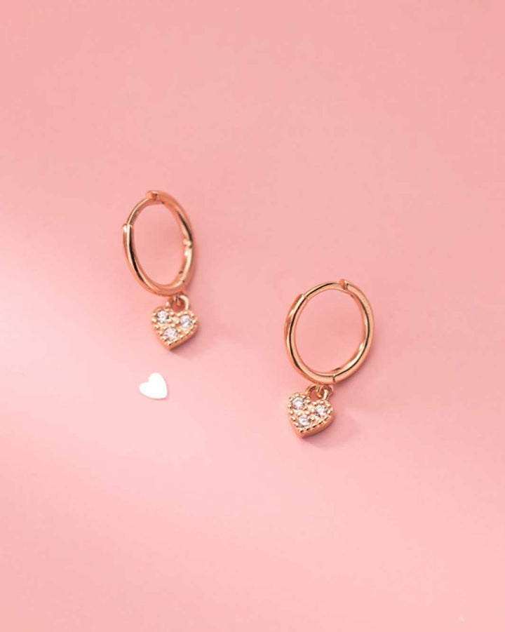 Habibi Heart Charm Huggie Earrings