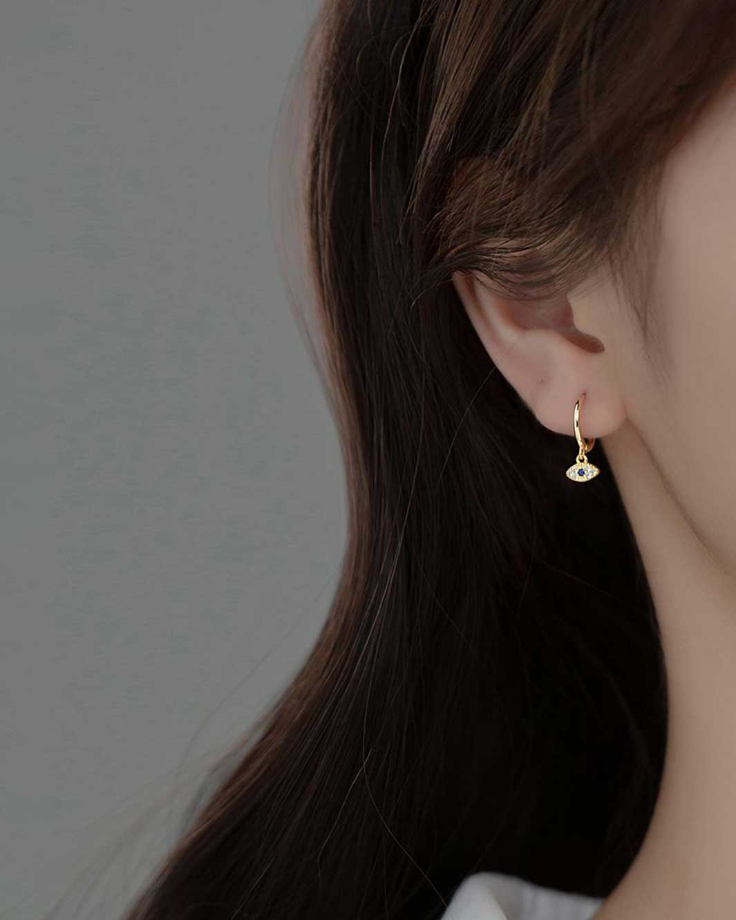 Diamante Evil Eye Huggie Earrings