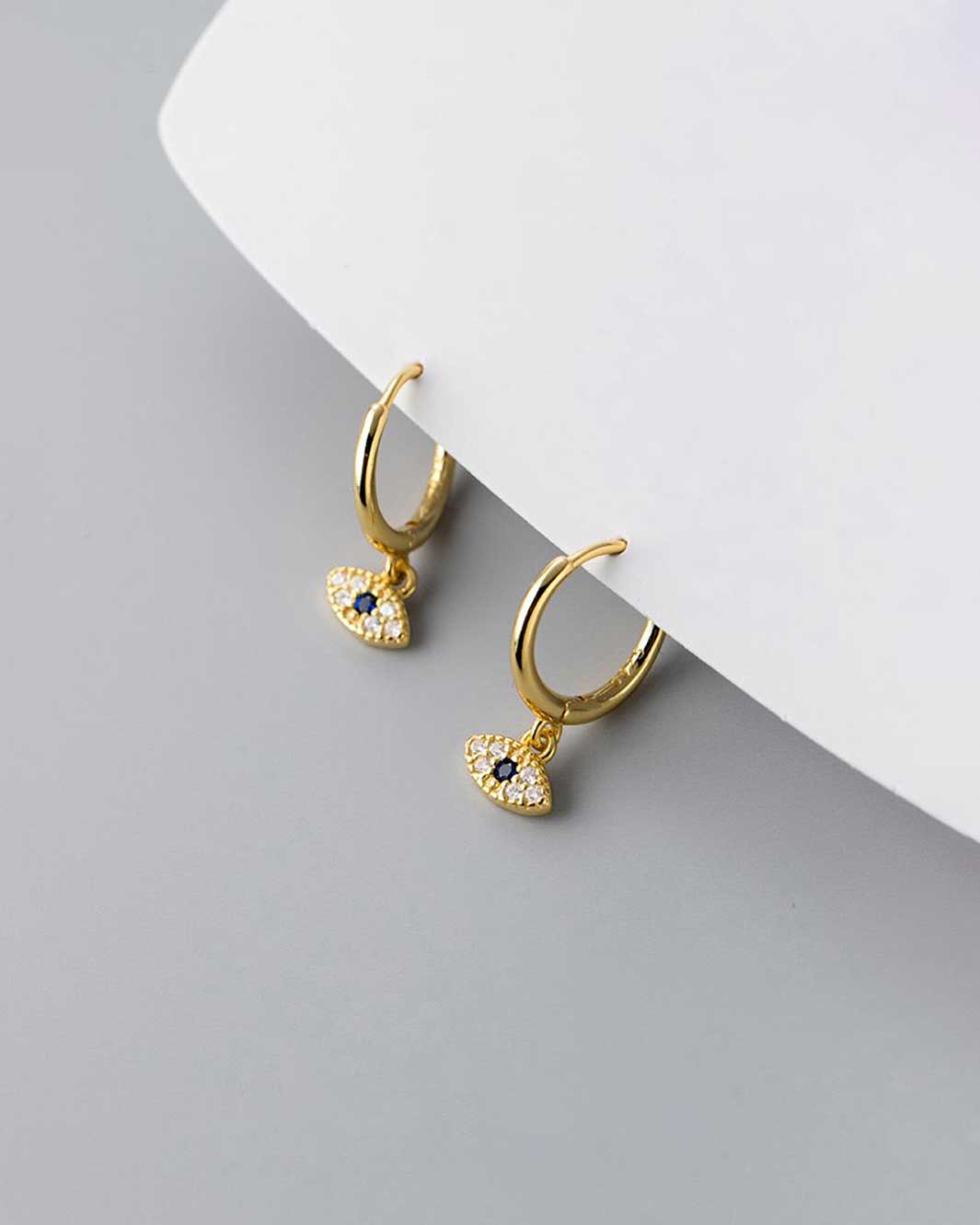 Diamante Evil Eye Huggie Earrings