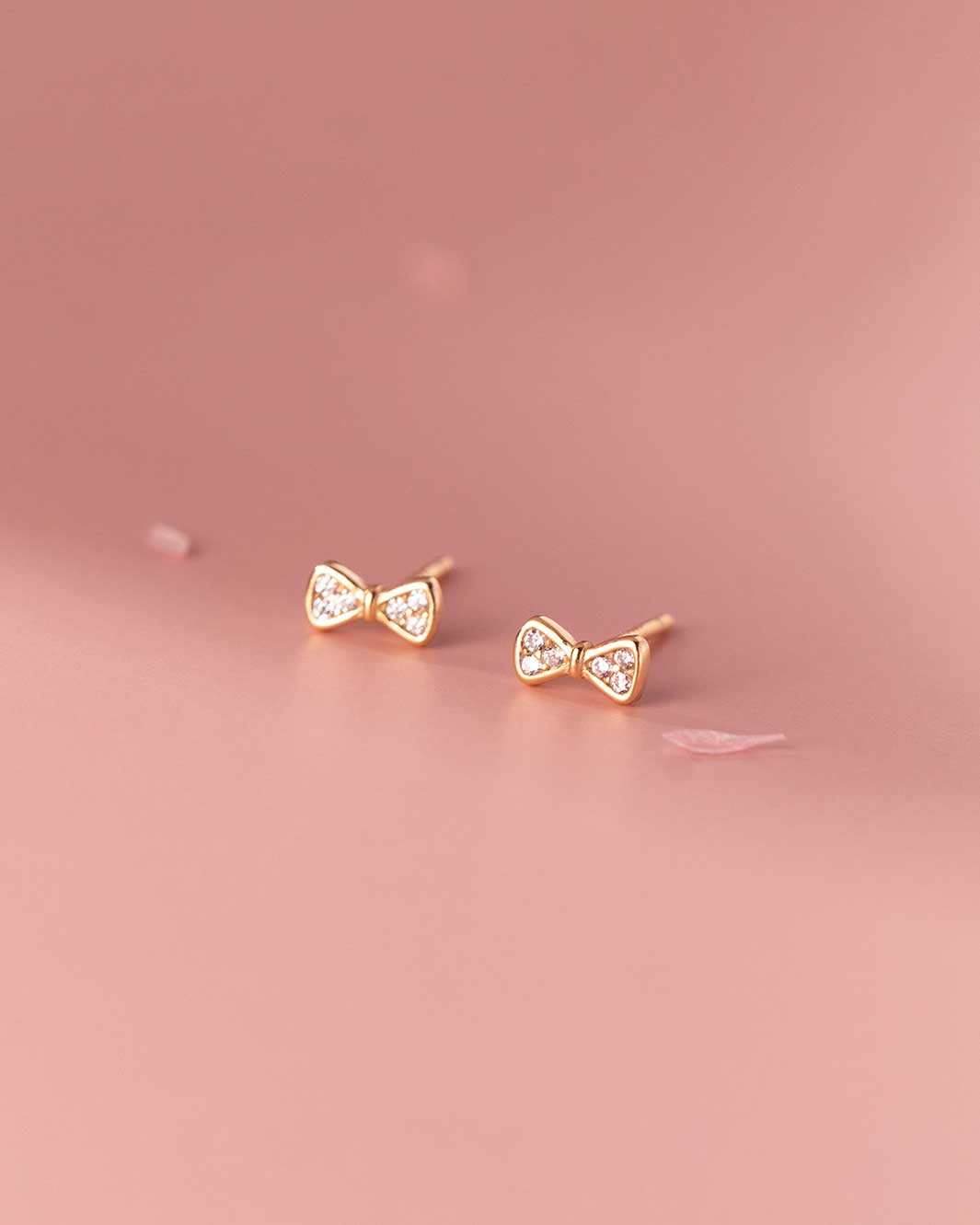 Tiny Diamante Ribbon Stud Earrings