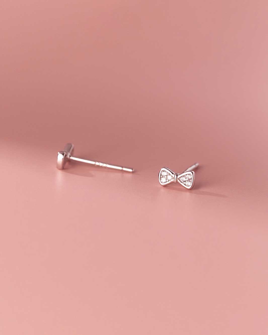Tiny Diamante Ribbon Stud Earrings