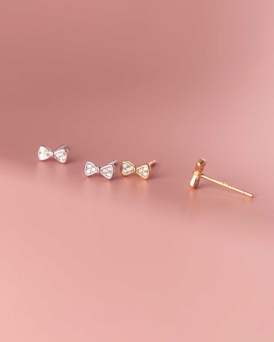Tiny Diamante Ribbon Stud Earrings