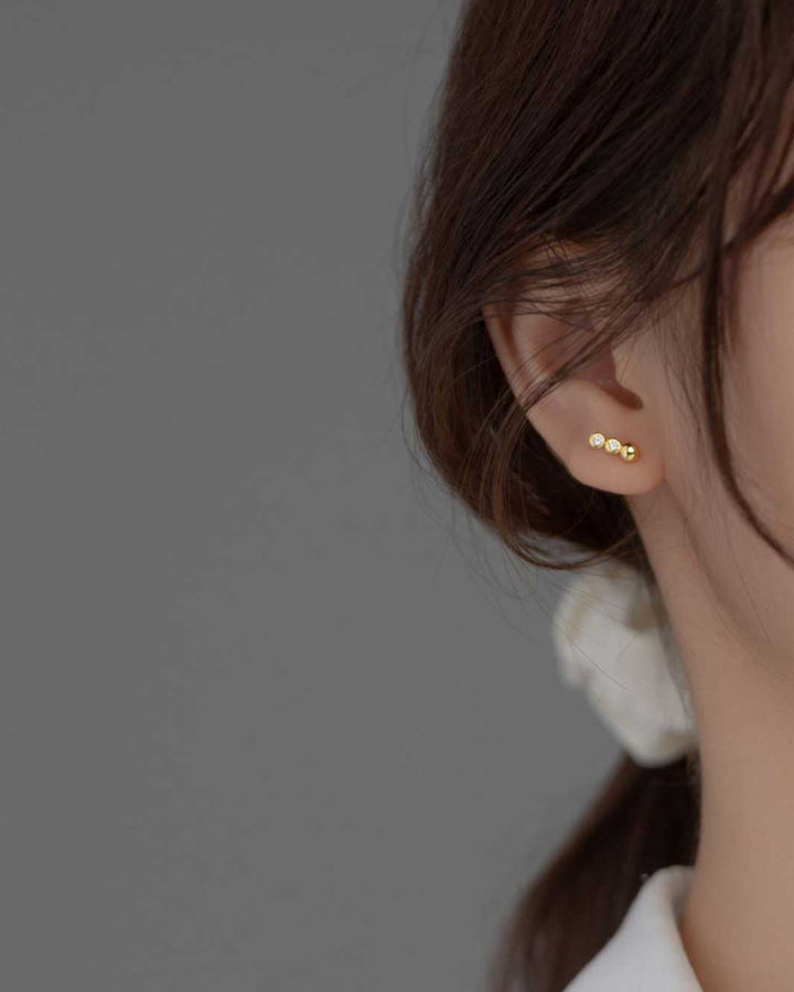 Triple Circle Barbell Earrings