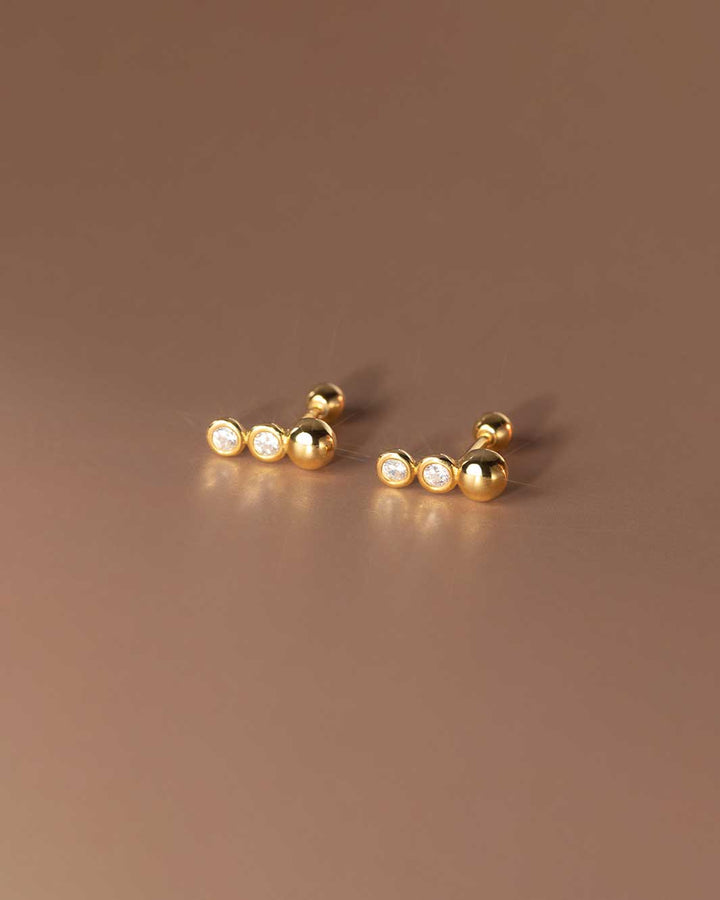 Triple Circle Barbell Earrings