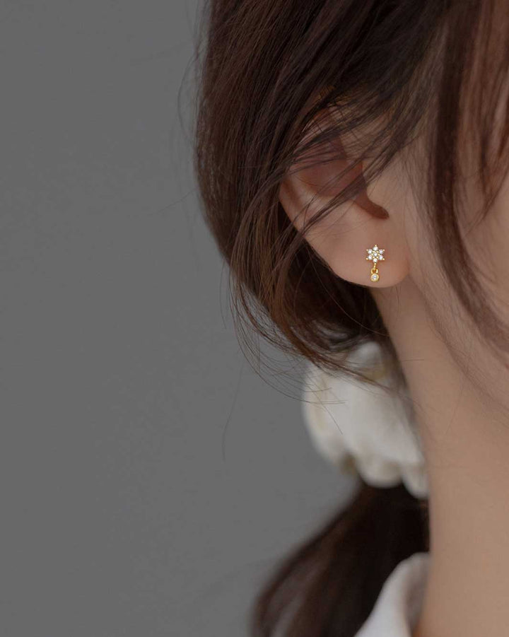Dahlia Flower Barbell Earrings