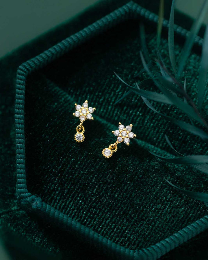Dahlia Flower Barbell Earrings