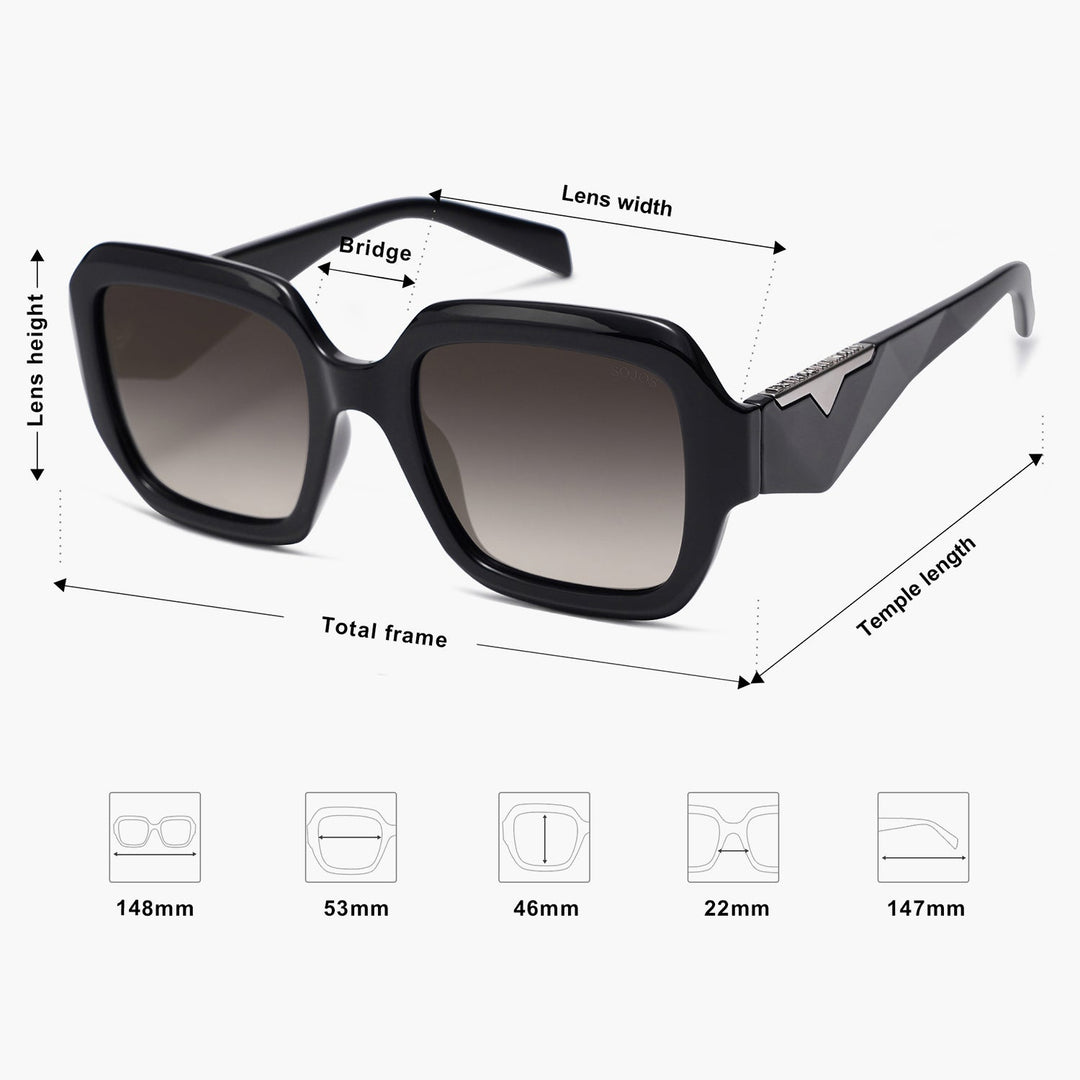 5-color fashionable L letter temple polarized sunglasses