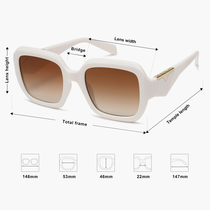 5-color fashionable L letter temple polarized sunglasses