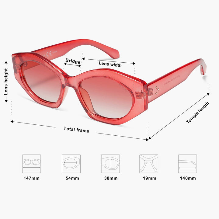 4-color fashionable four-leaf clover temple polarized sunglasses