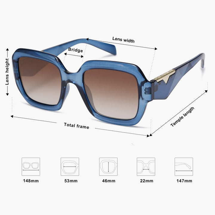 5-color fashionable L letter temple polarized sunglasses