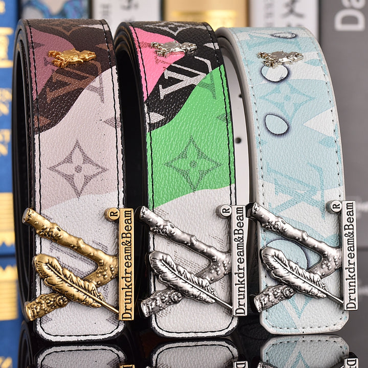 3 Color Letter Buckle Graffiti Belt