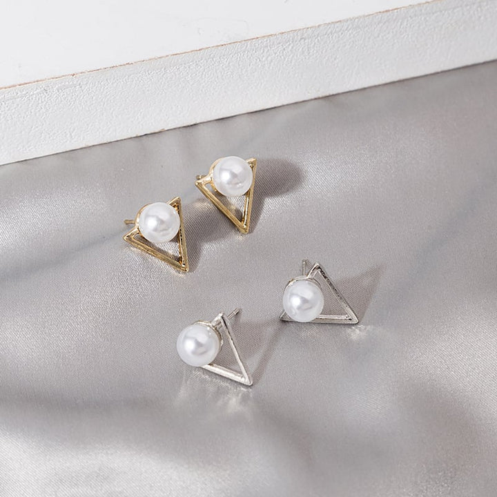 Triangle Pearl Earrings