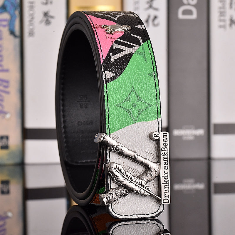 3 Color Letter Buckle Graffiti Belt