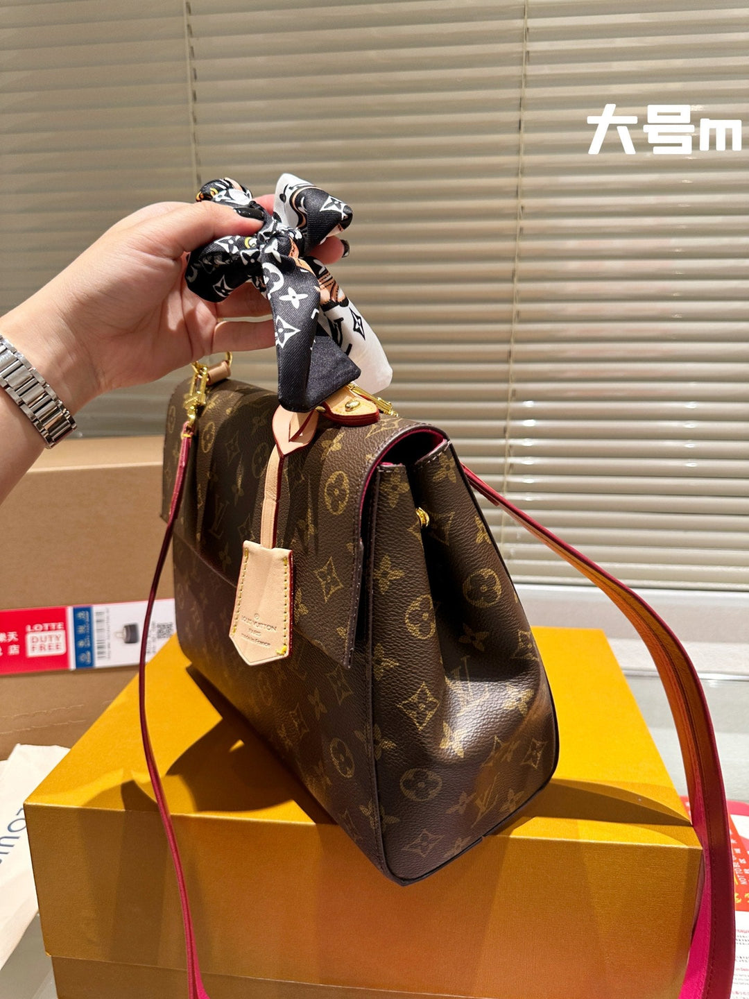 1 color large silk scarf with matching handbag