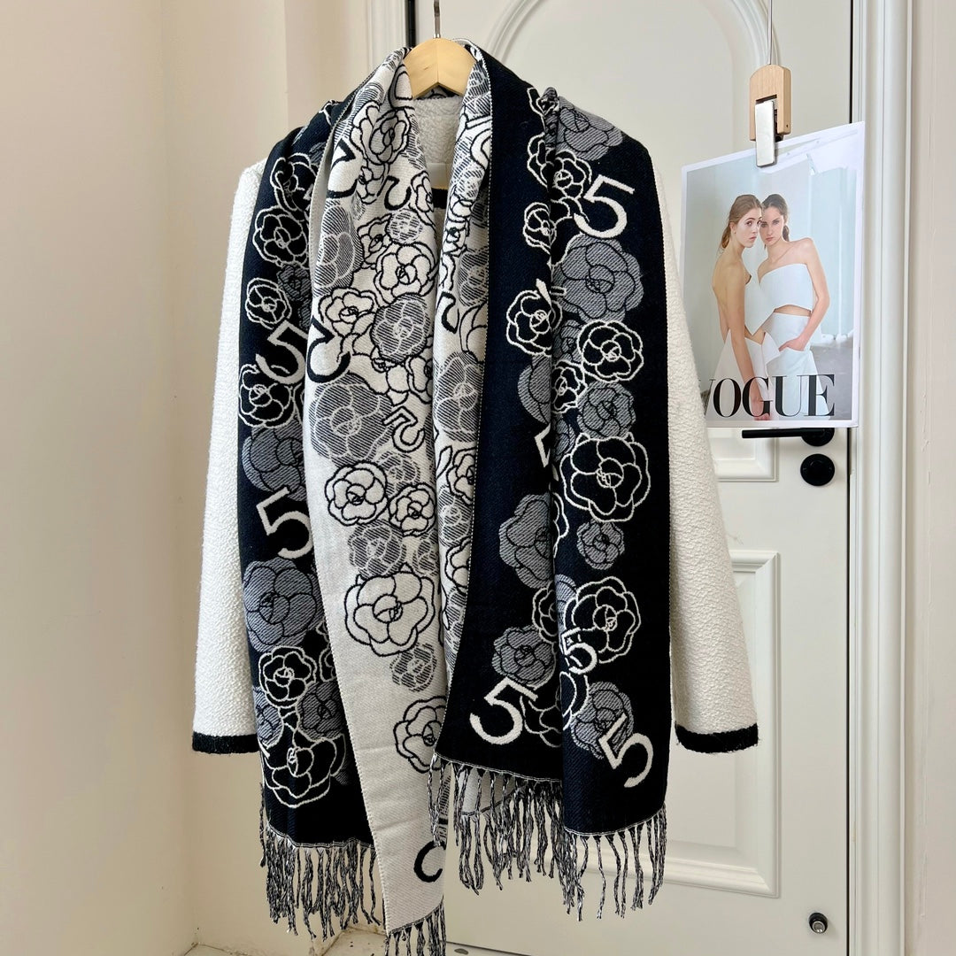 Autumn and Winter Scarf-Camellia Digital Scarf
