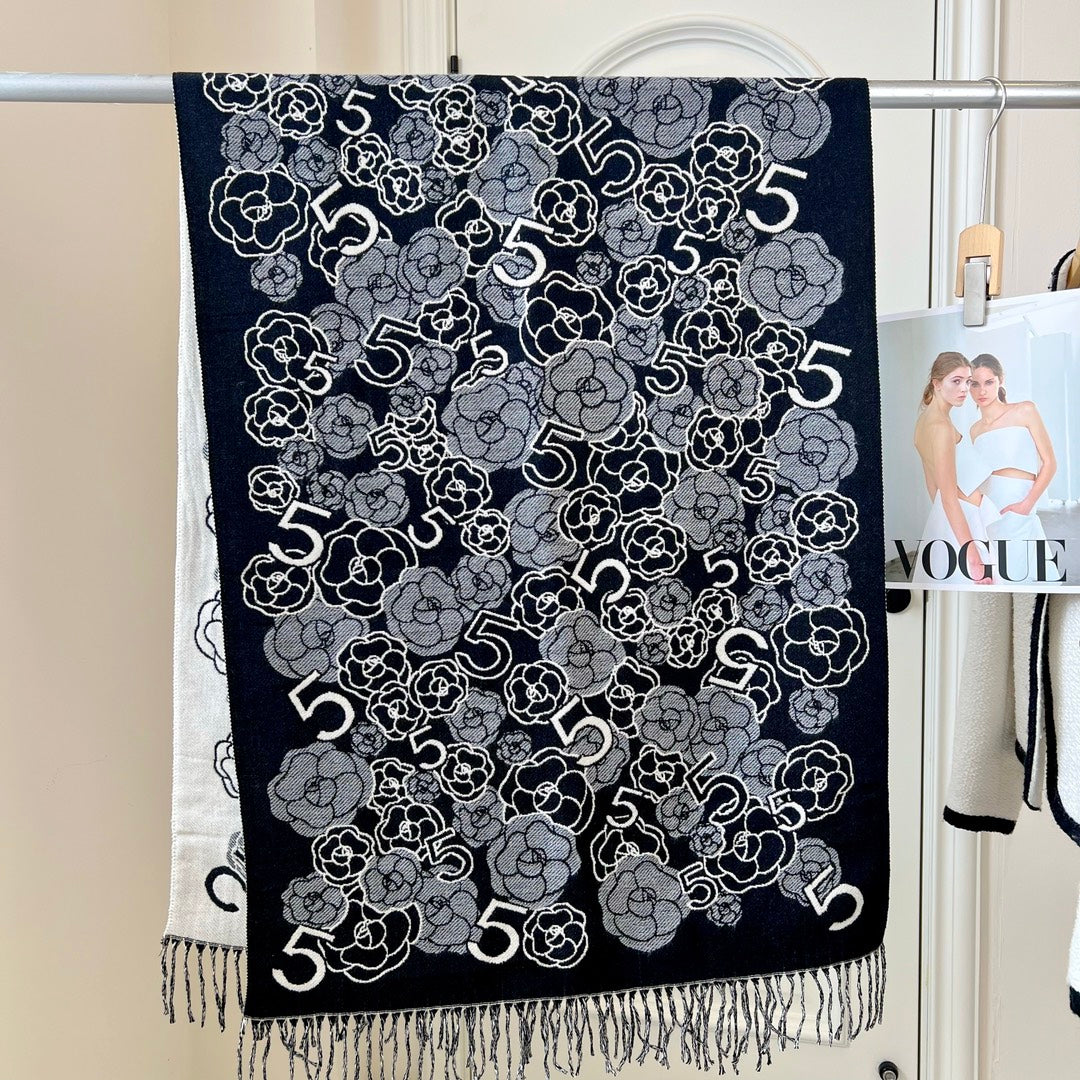 Autumn and Winter Scarf-Camellia Digital Scarf
