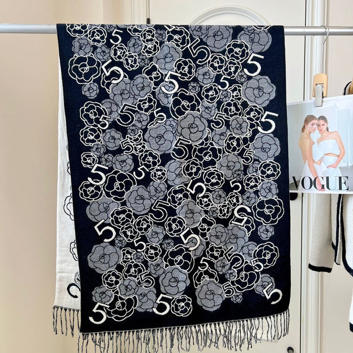Autumn and Winter Scarf-Camellia Digital Scarf