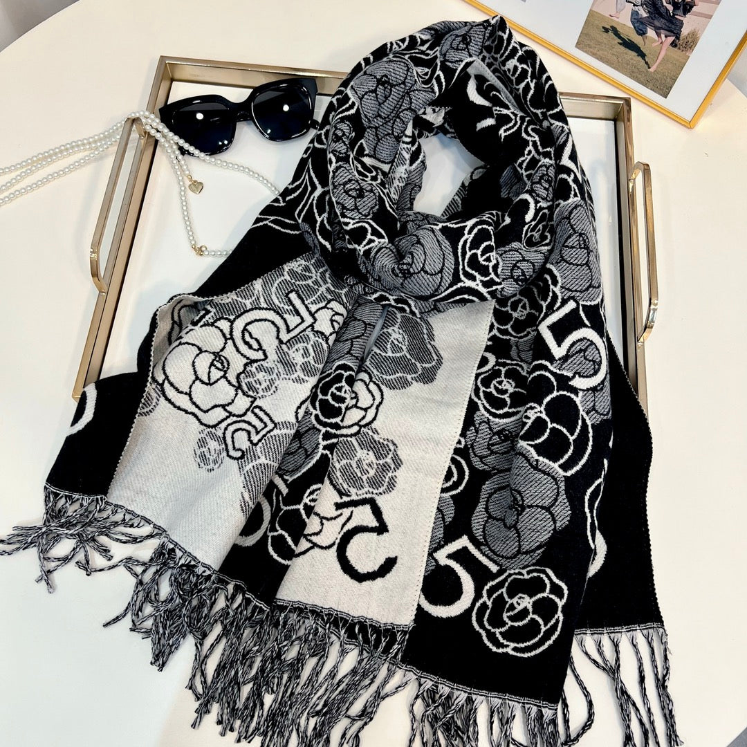 Autumn and Winter Scarf-Camellia Digital Scarf