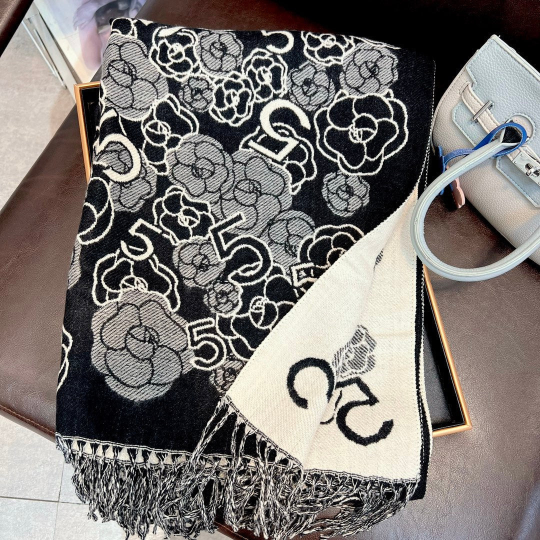 Autumn and Winter Scarf-Camellia Digital Scarf