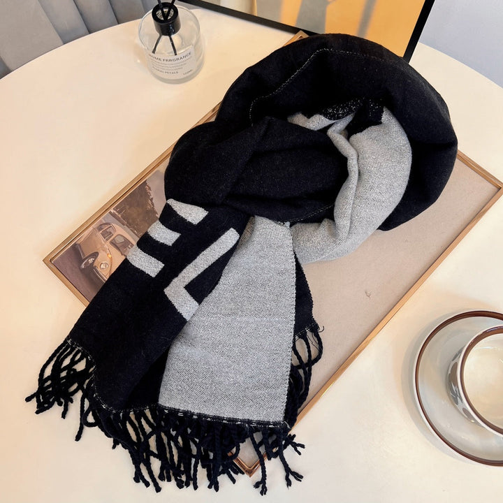 New CC Tassel Cashmere Long Scarf