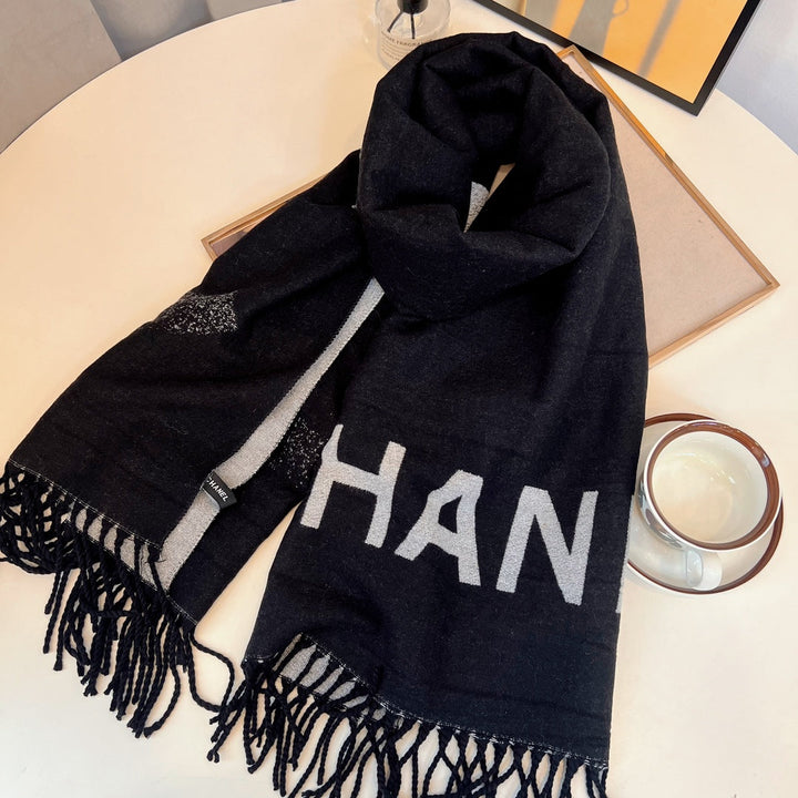 New CC Tassel Cashmere Long Scarf