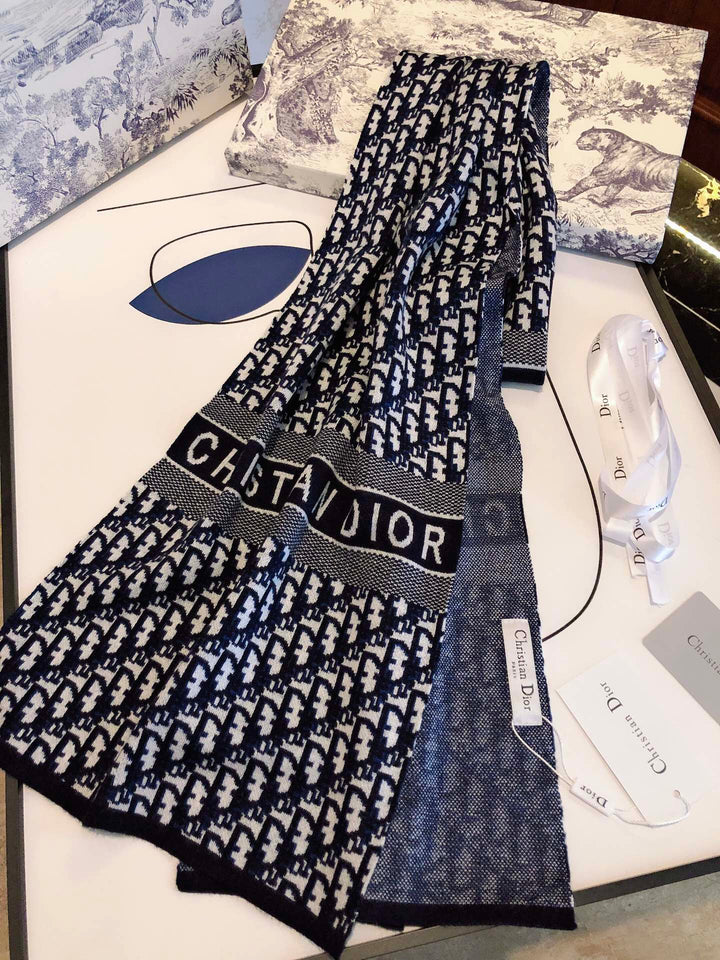 High-end CD cashmere knitted scarf