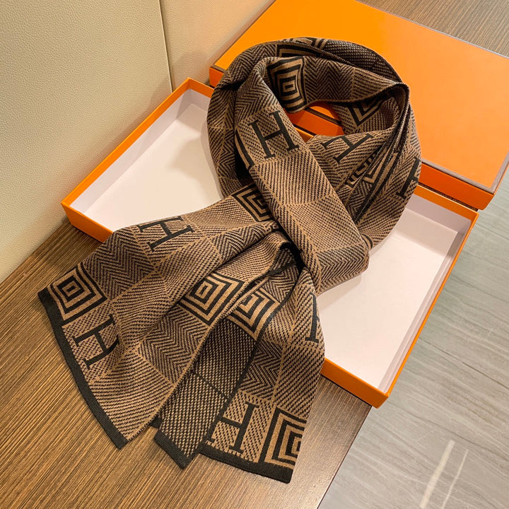 latest knitted jacquard fall and winter new scarf