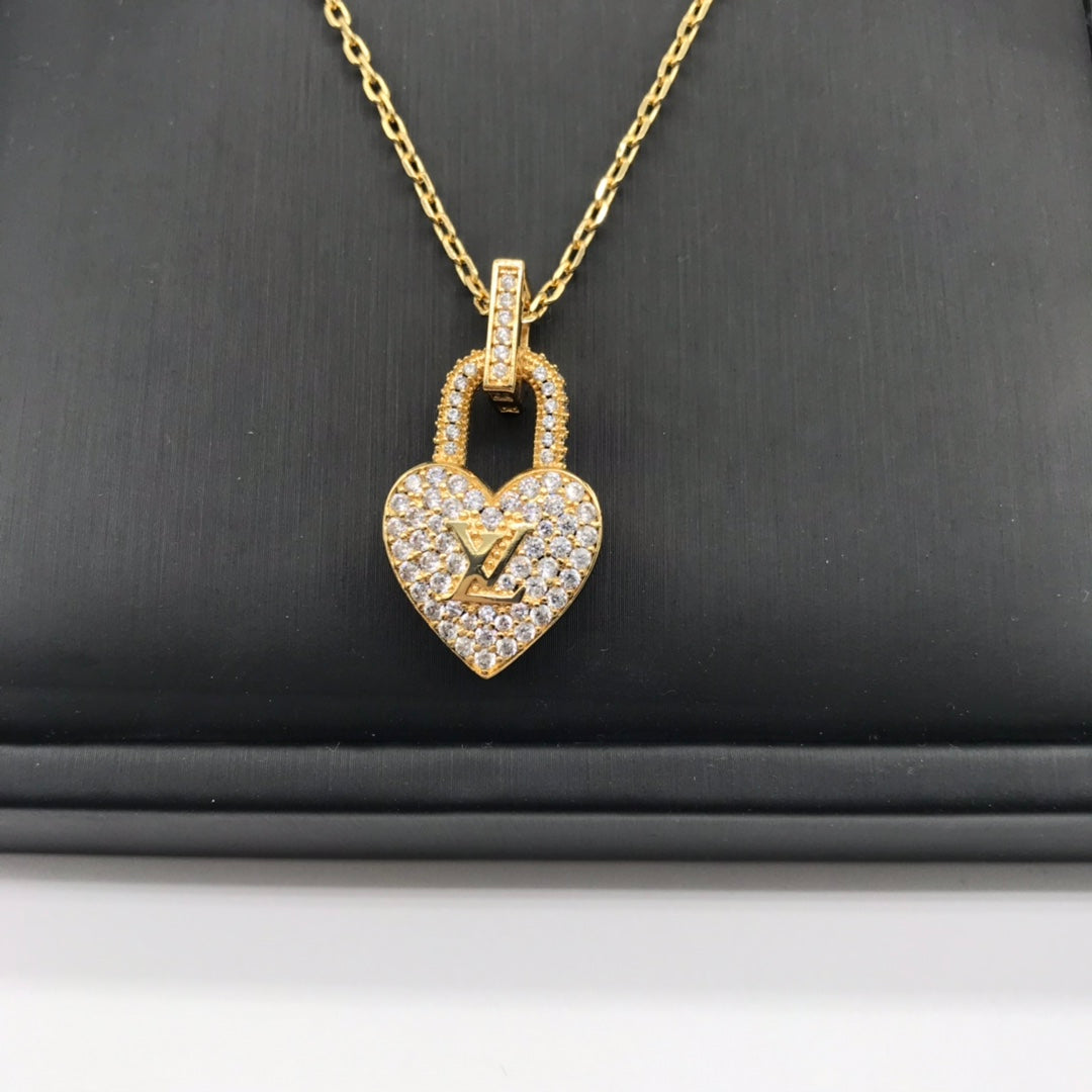 Fashion Heart Full Diamond Necklace Set