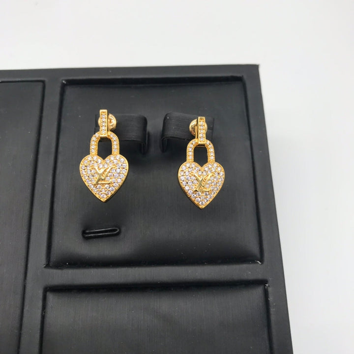 Fashion Heart Full Diamond Necklace Set