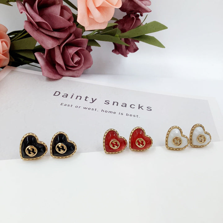 3 colors romantic love earrings