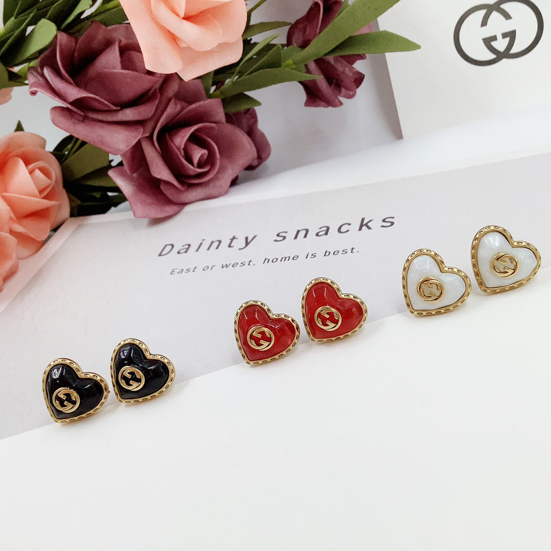 3 colors romantic love earrings