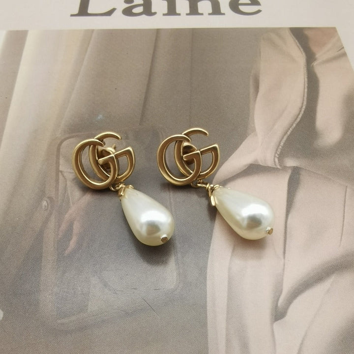 Vintage GG Pearl Dangle Earrings