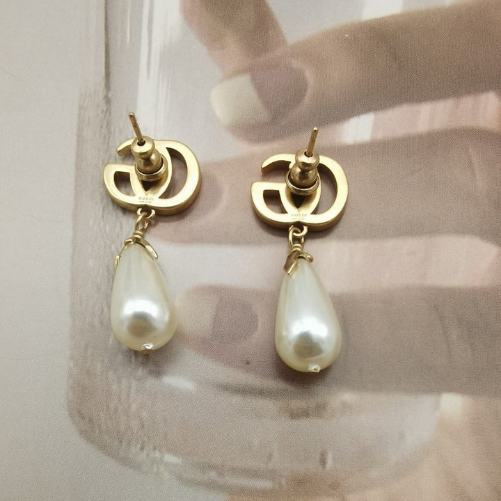 Vintage GG Pearl Dangle Earrings