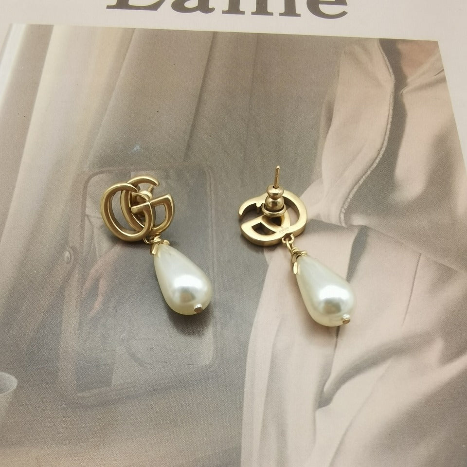 Vintage GG Pearl Dangle Earrings